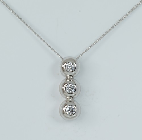 Sterling Silver/CZ 3 Drop Pendant and Chain